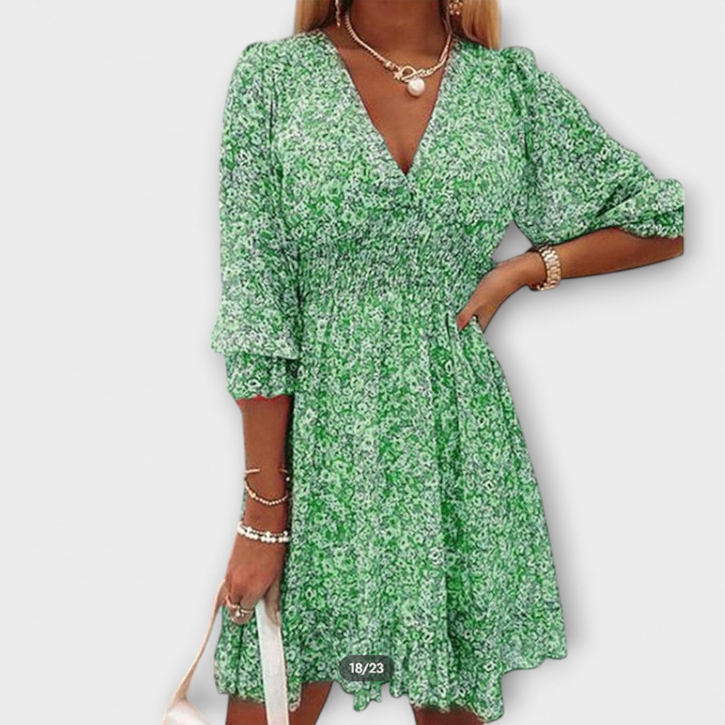 Vestido floral con mangas abullonadas para mujeres