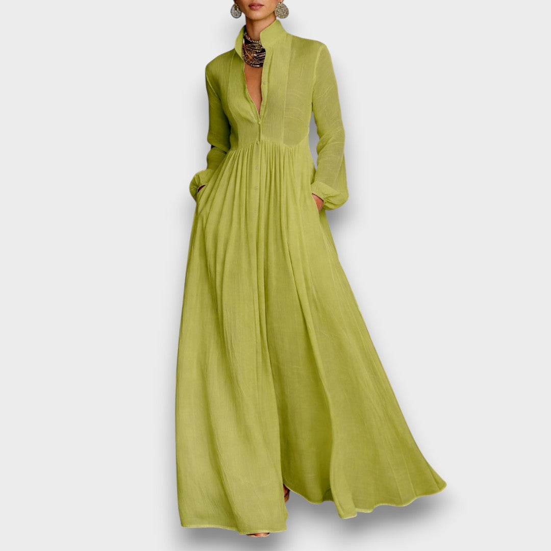 Serena - Vestido Maxi con Botones Frontal Fluidos