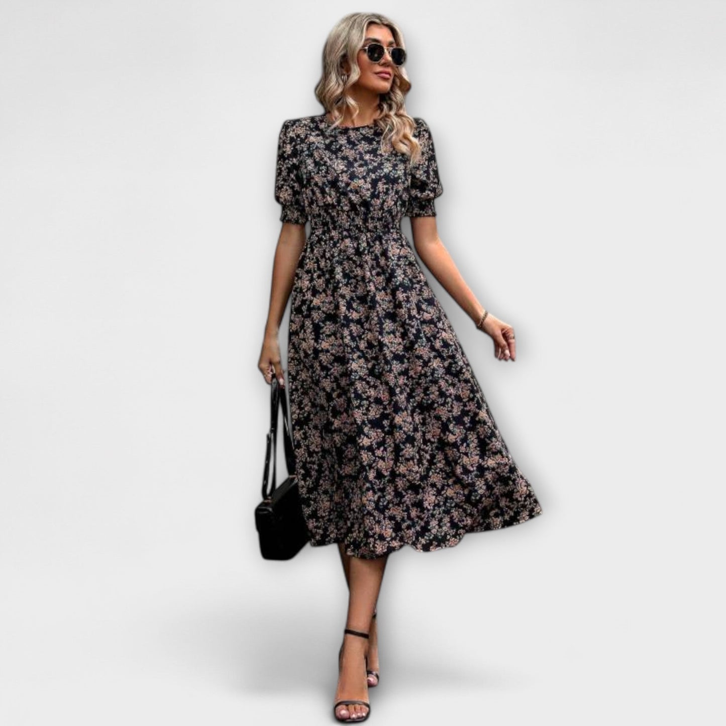 Amelia - Vestido con escote redondo y patrón floral