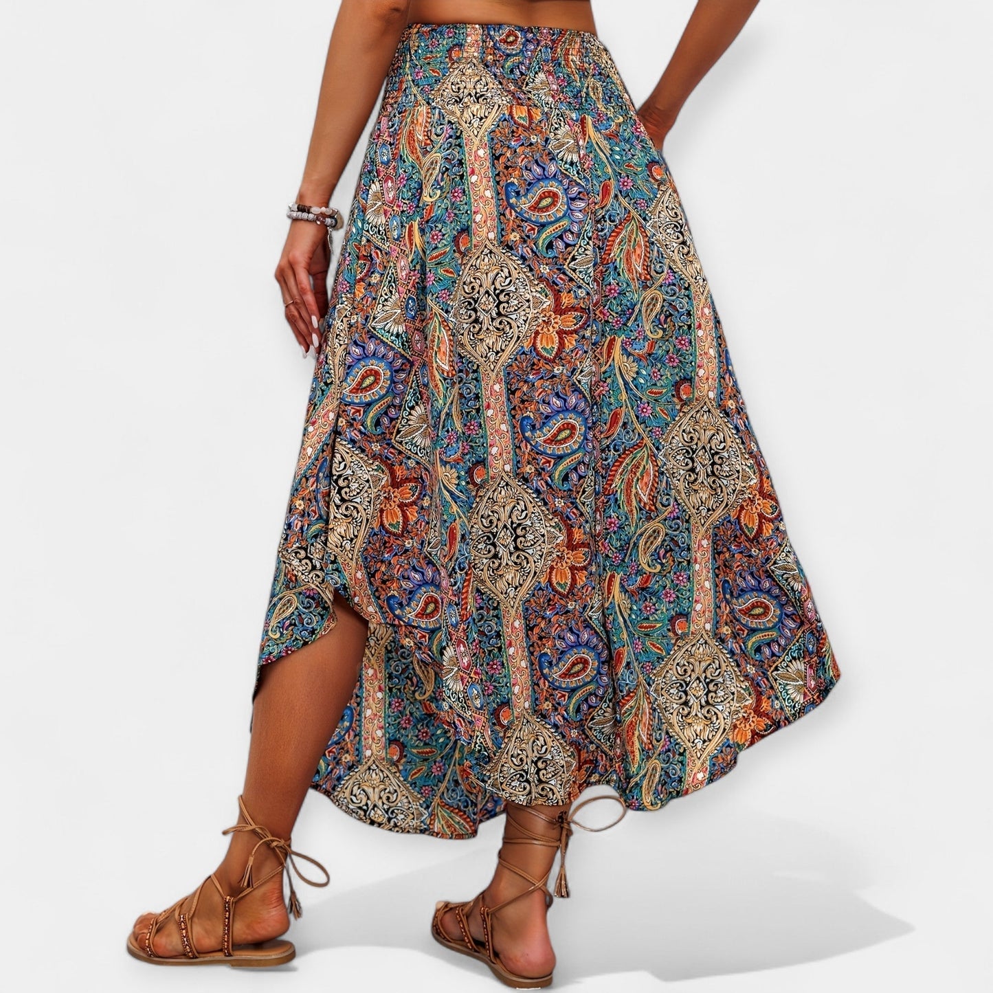 Lucie - Falda midi floral con cintura alta