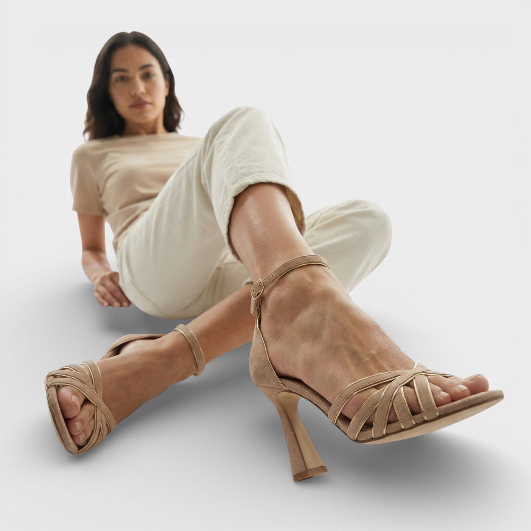 Sandalias Tacón Bajo Patchwork Mujer