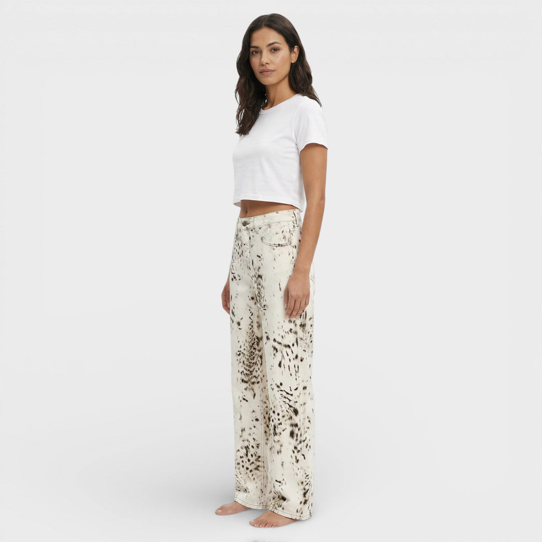Vaqueros Leopardo Mujer Cintura Alta