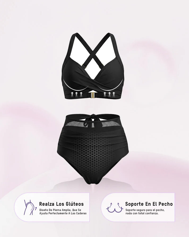 Capri | Bikini Moldeador de Talle Alto con Malla