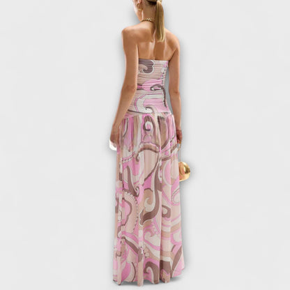 Tatum - Asombrosos vestidos maxi de pastel con hombros descubiertos