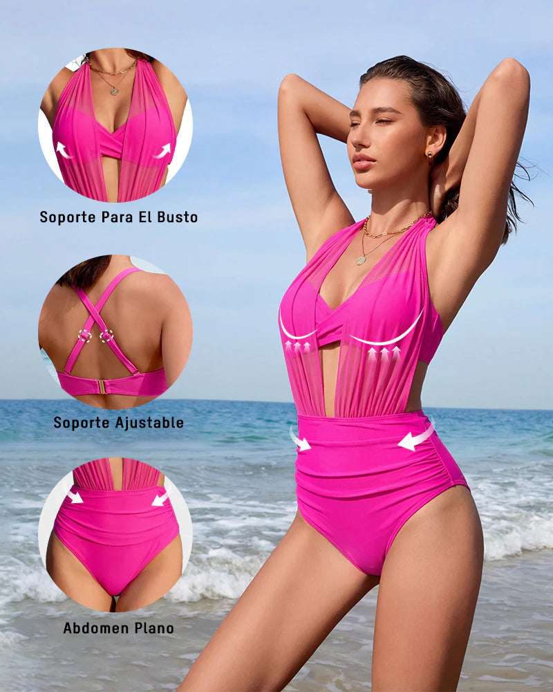 Capri | Bikini Moldeador de Talle Alto con Malla