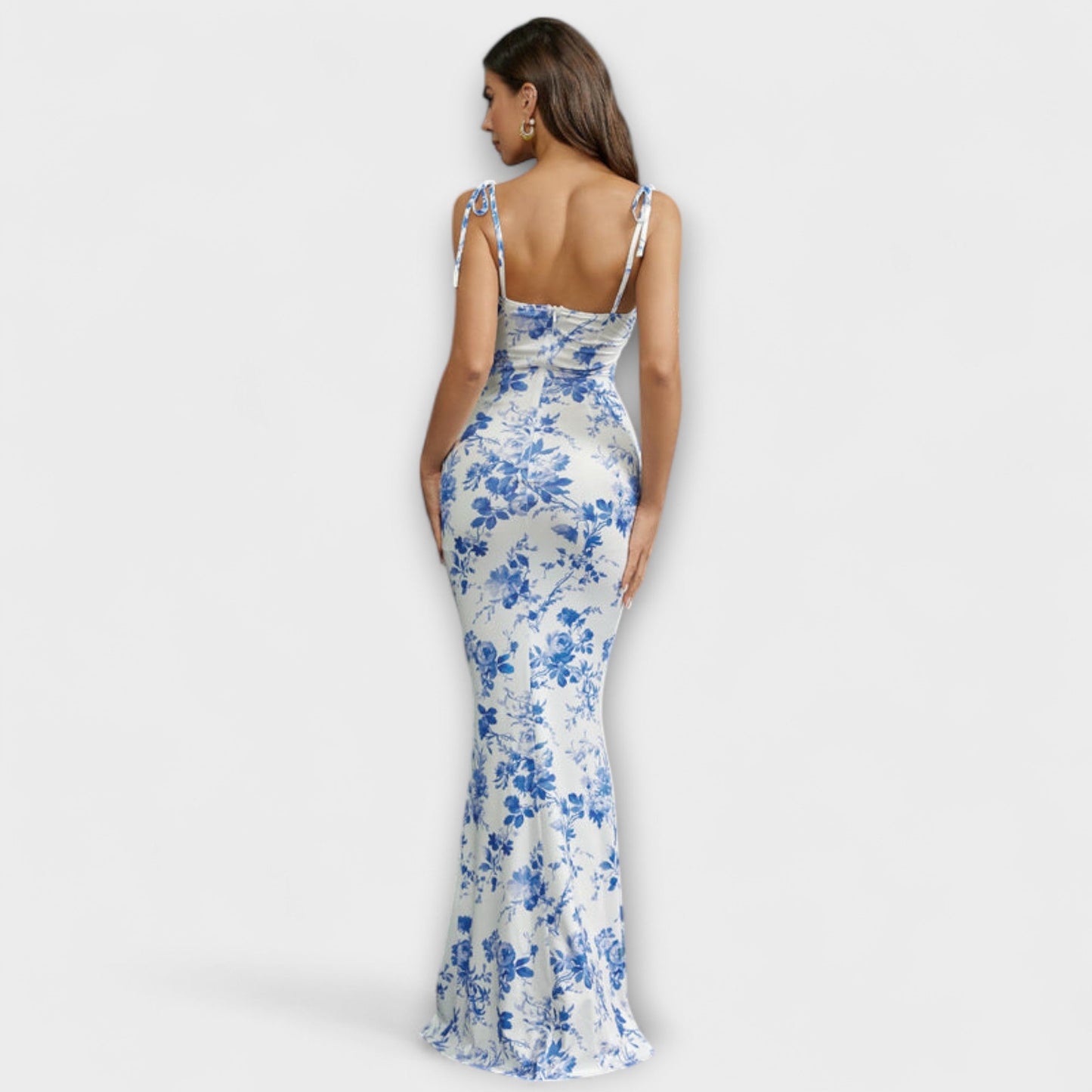 Thalia - Vestido de fiesta con estampado floral y tirantes atados