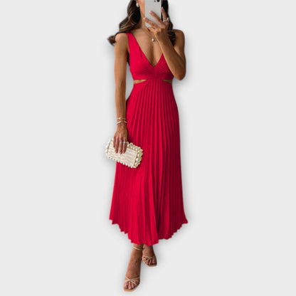 Elegantes vestidos de noche midi con plisados