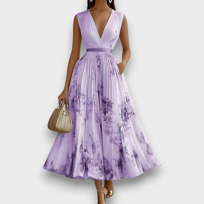 Rowella - Elegante Vestido Largo Plisado Floral