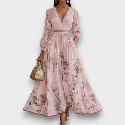 Rowella - Elegante Vestido Largo Plisado Floral