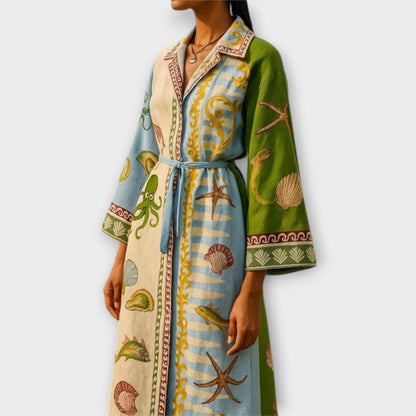 Jule - Vestido midi estampado de twill con cinturón