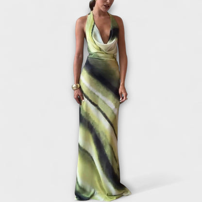 Vestido maxi clásico con degradado y tie-dye
