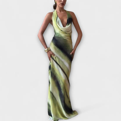 Vestido maxi clásico con degradado y tie-dye