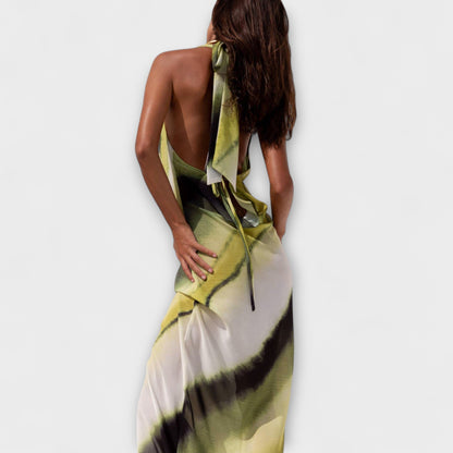 Vestido maxi clásico con degradado y tie-dye