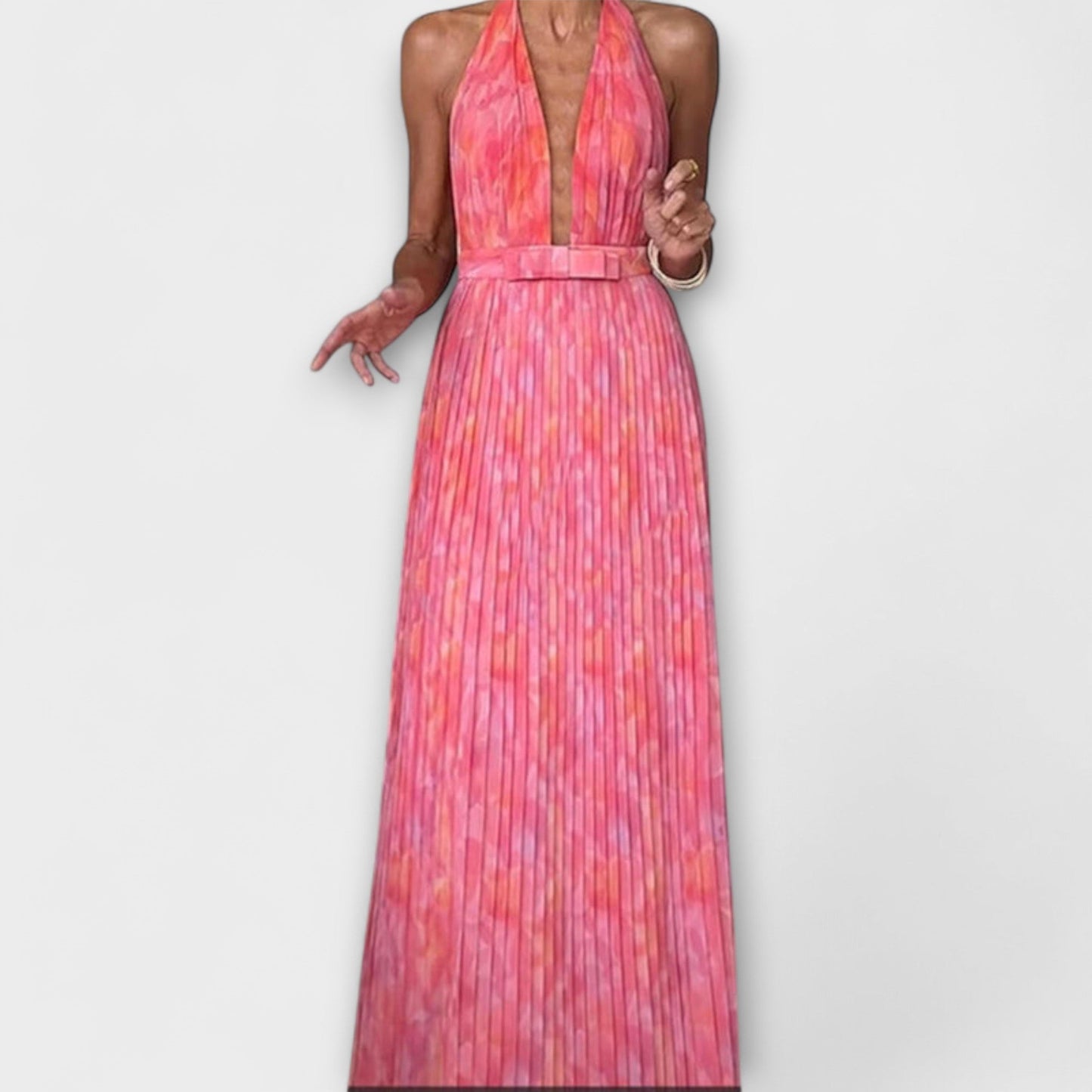 Seraphina - Vestido Maxi Elegante con Cuello Halter y Escote en V