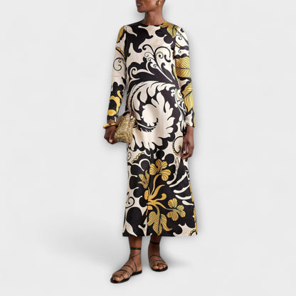 Luana - Vestido Midi Eficaz de Tela Satinada