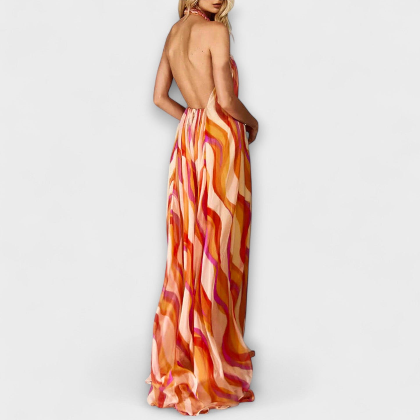Rumi - Vestido maxi estiloso con patrón de tejido y ondas
