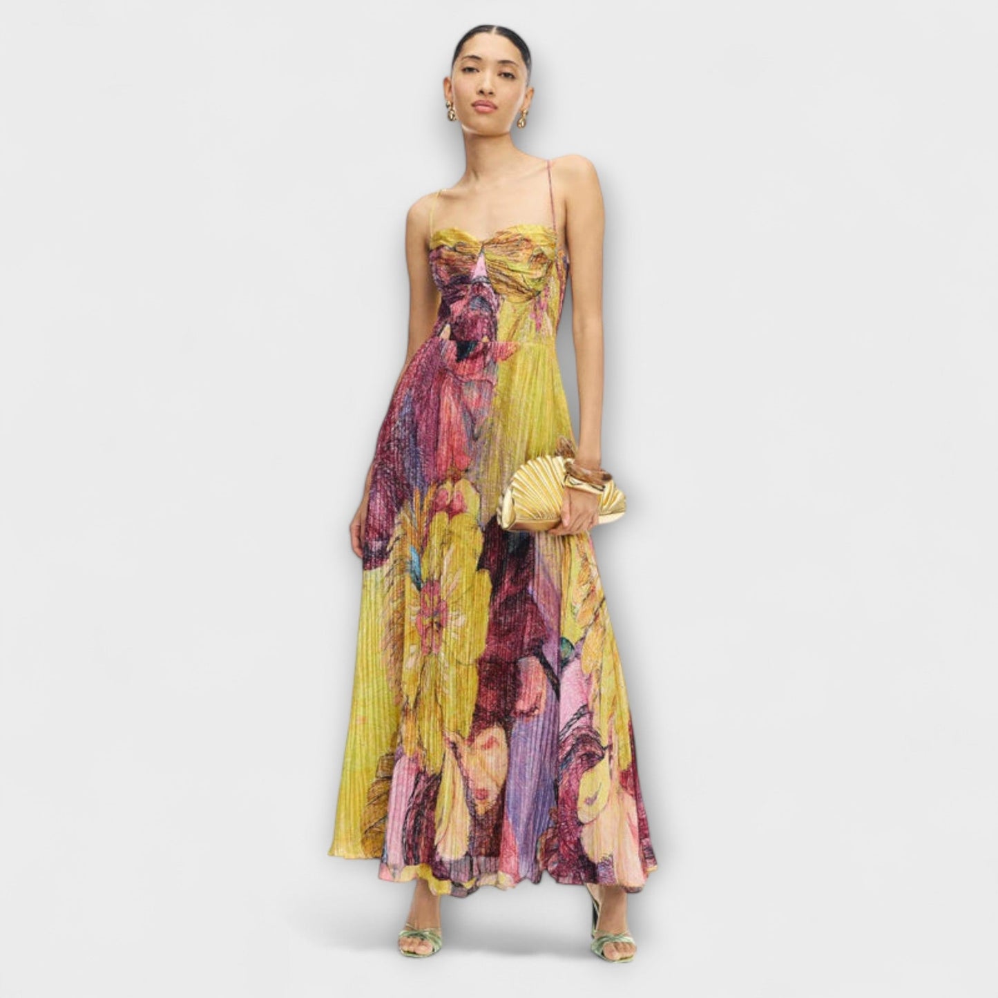 Kiara - Maxi vestido con estampado Ikat multicolor