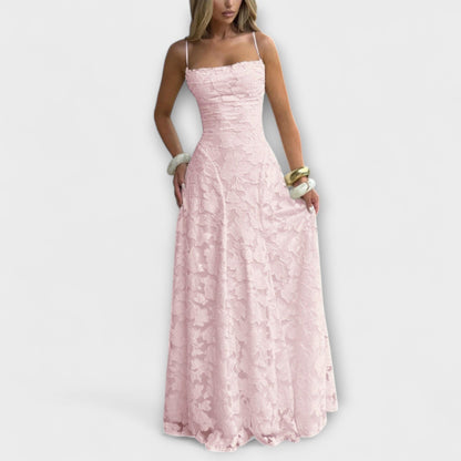 Emberly - Vestido maxi elegante de tela jacquard