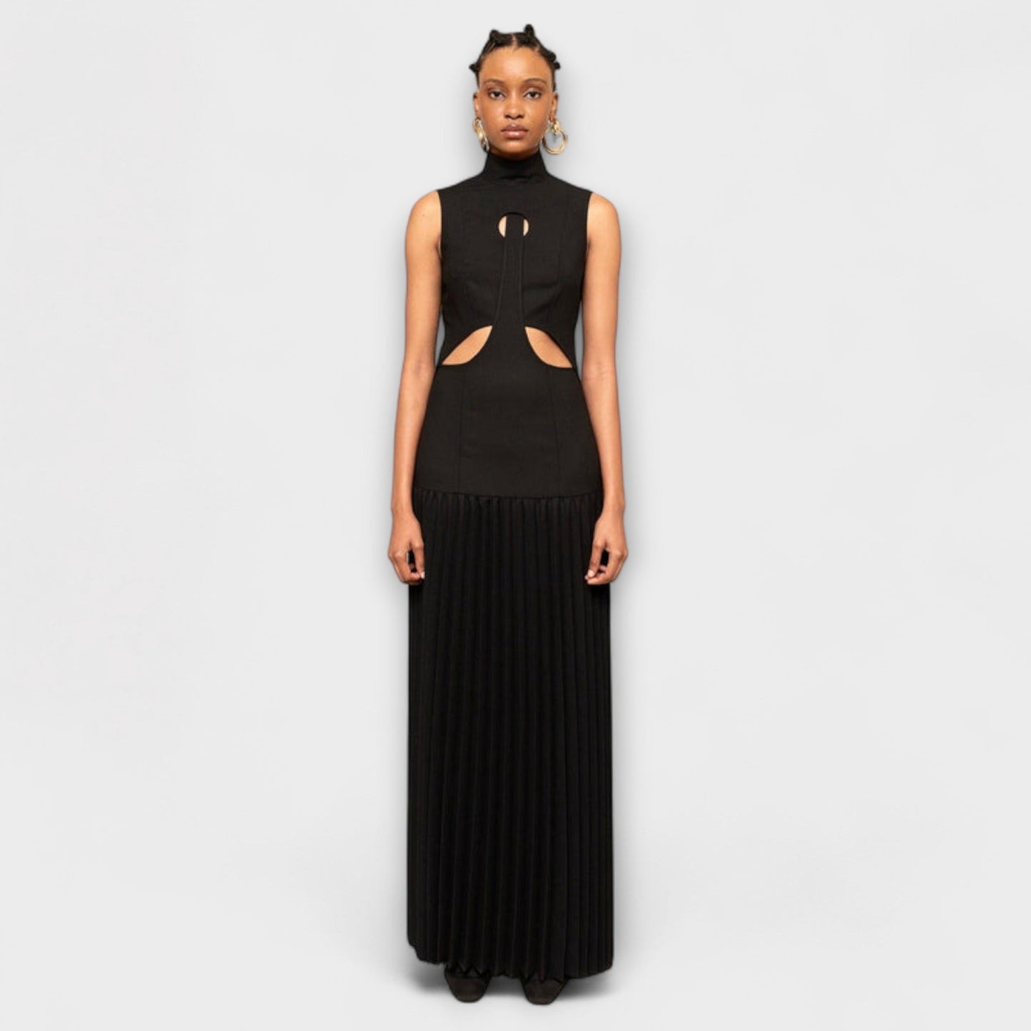 Kristen - Vestido maxi con plisados y cortes