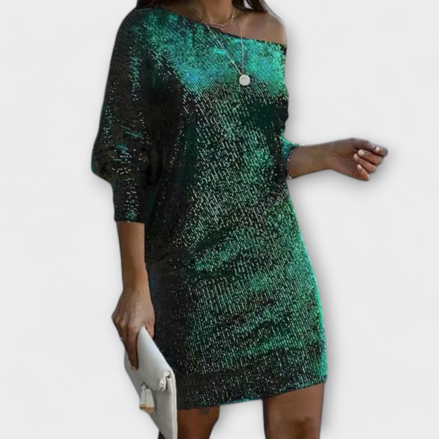 Vestido con brillos y contraste