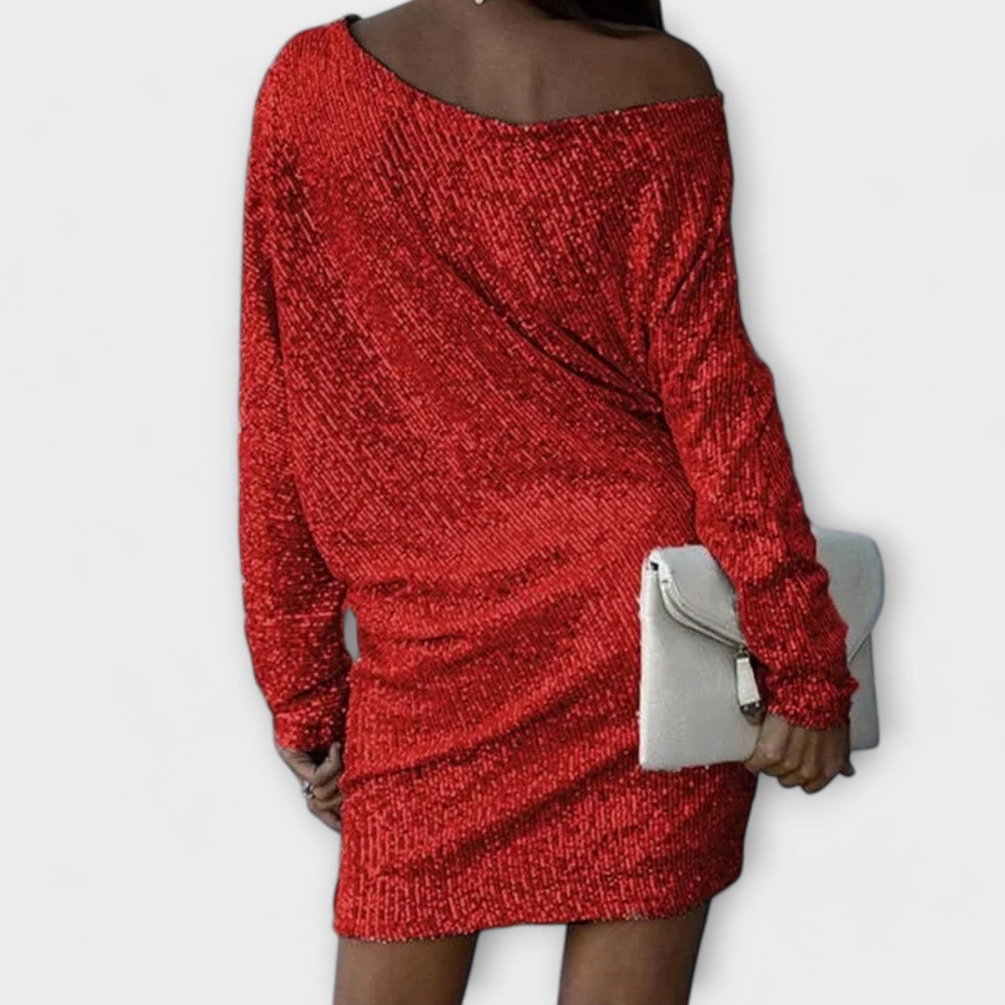 Vestido con brillos y contraste