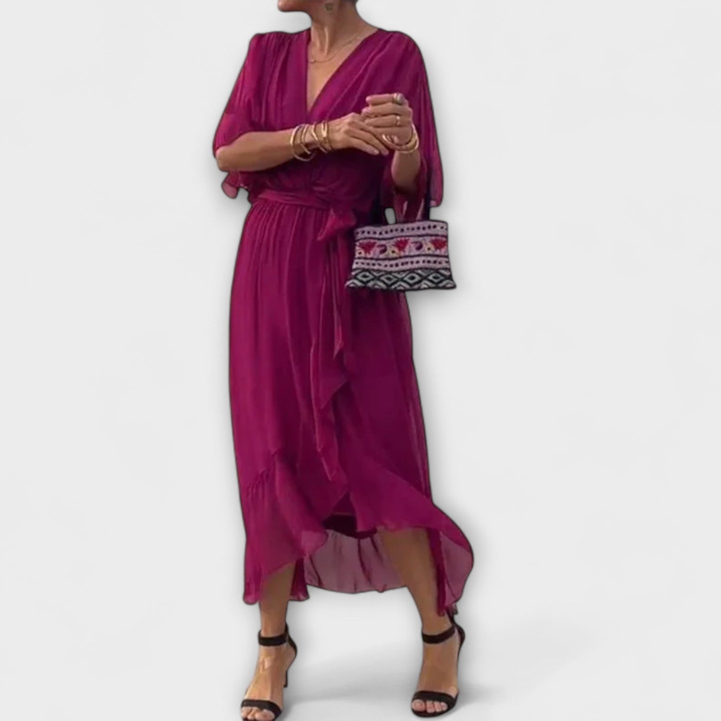Amoura - Vestido de gasa con escote en V