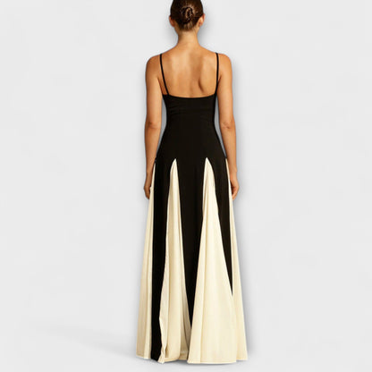 Ember - Elegancia clásica de vestido maxi A-line con paneles de tul