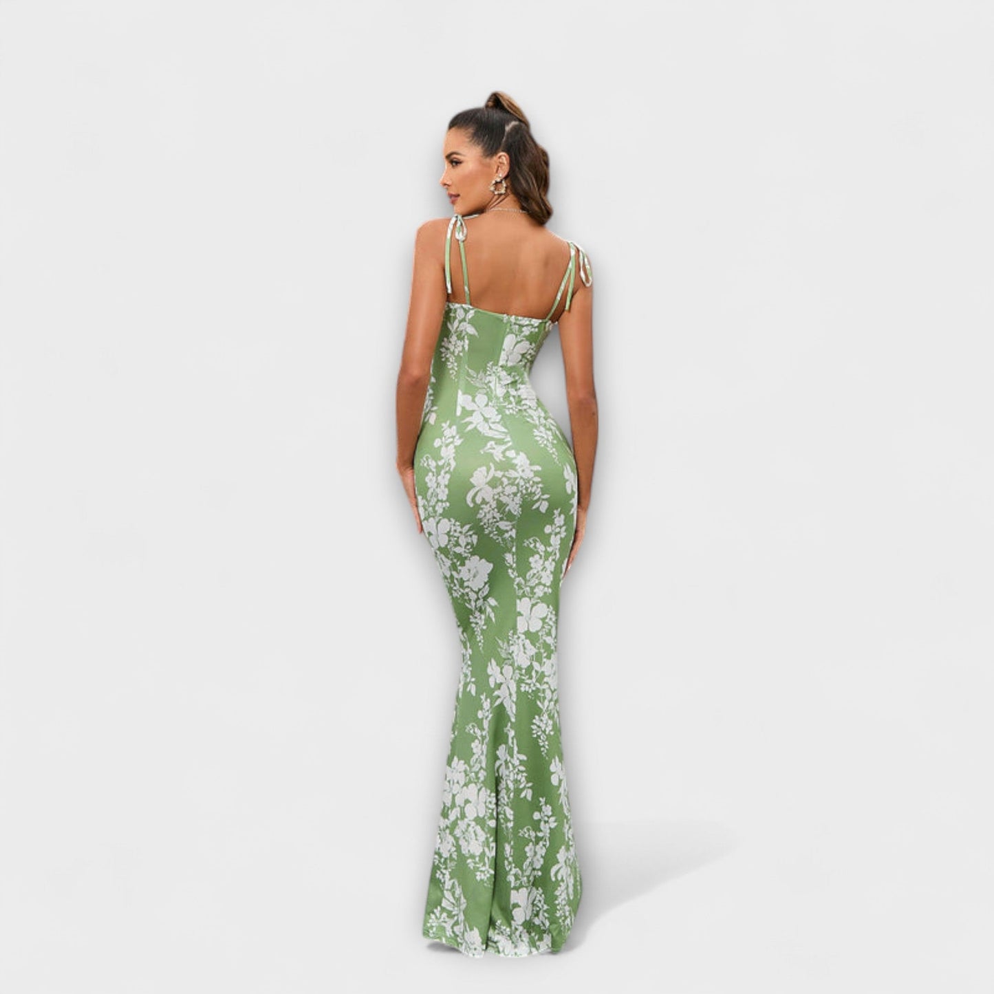 Thalia - Vestido de fiesta con estampado floral y tirantes atados
