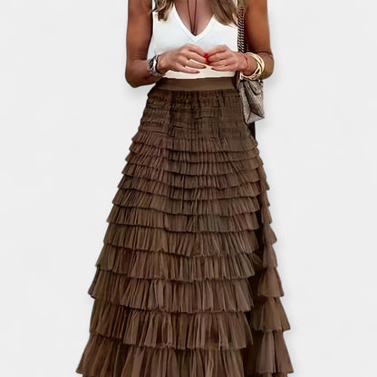 Valerie - Falda Boho con Borde de Satén de Malla