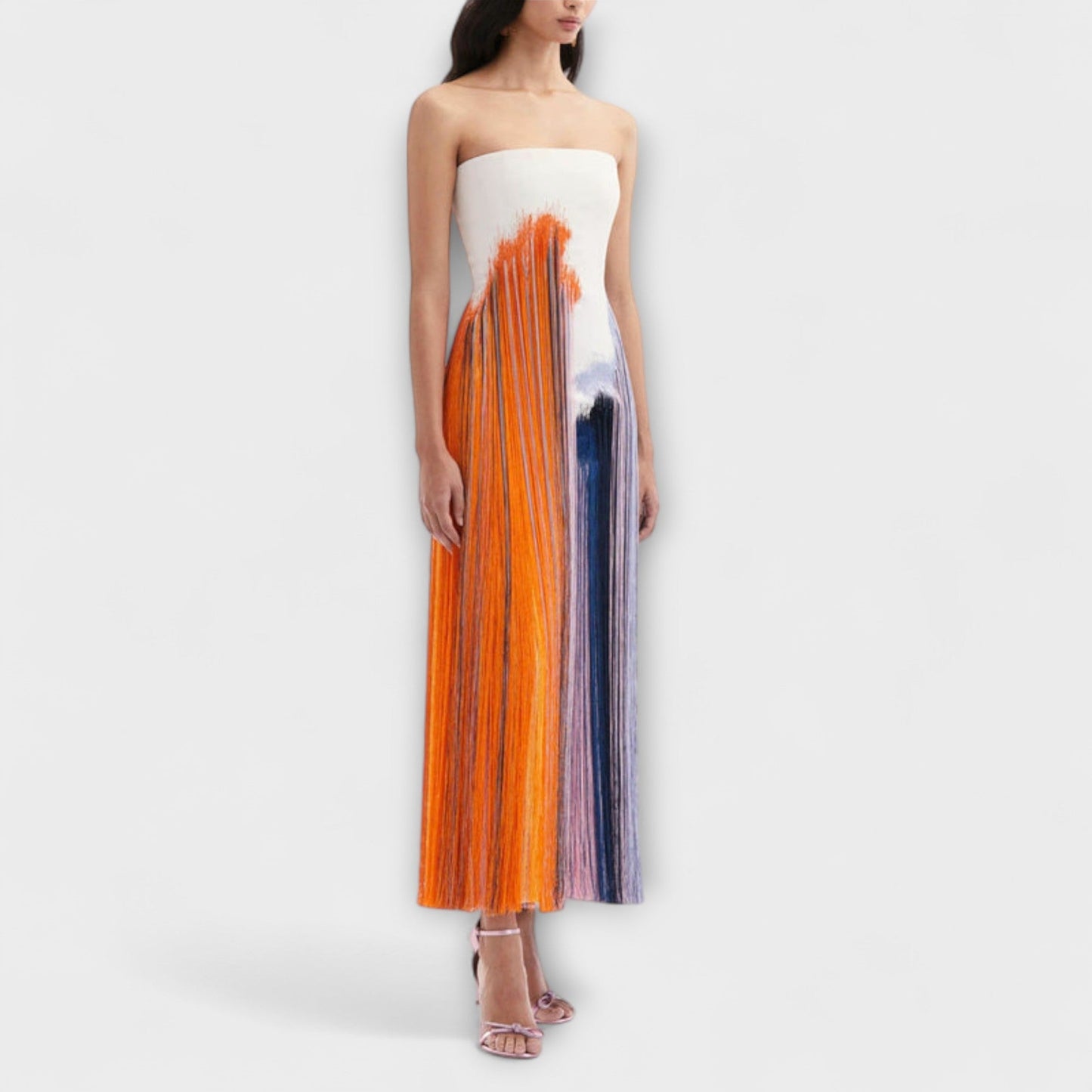 Leto - Vestido elegante con bloqueo de color y flecos de moda