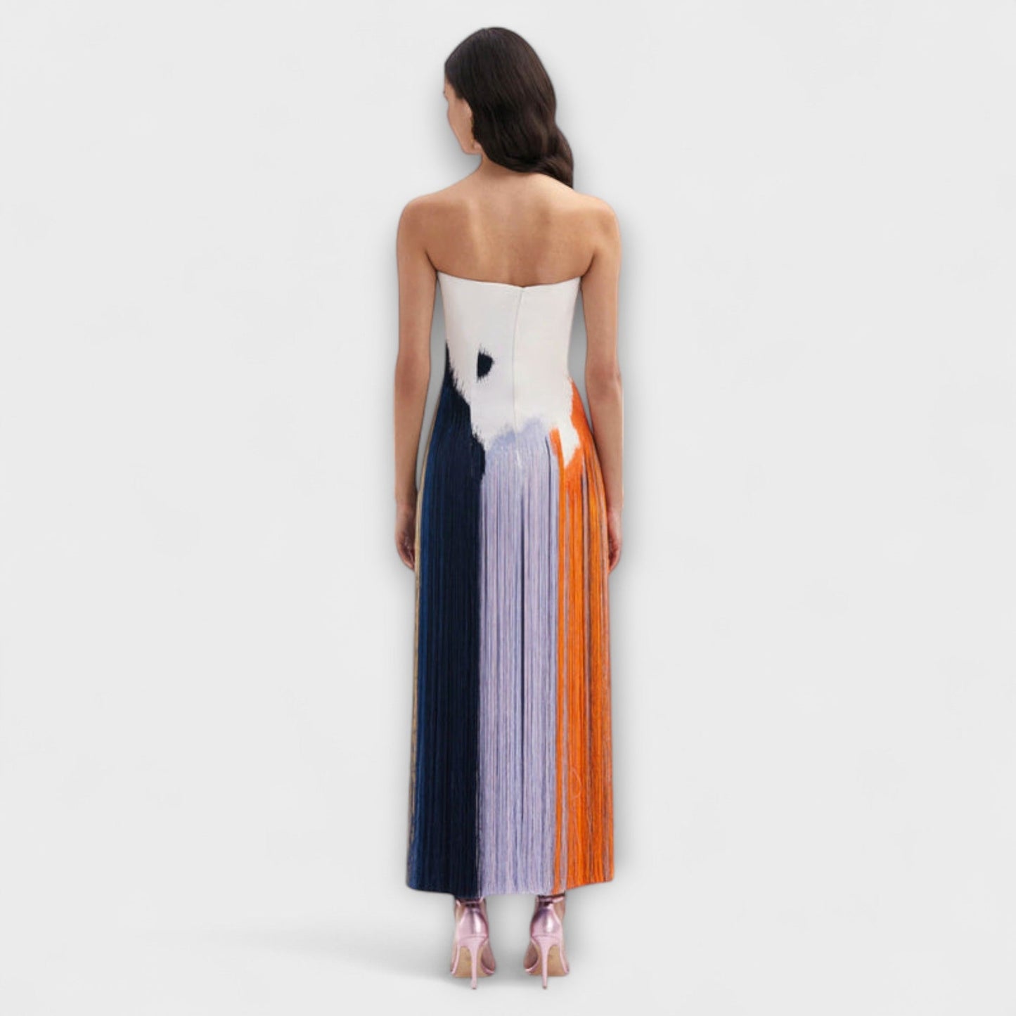 Leto - Vestido elegante con bloqueo de color y flecos de moda