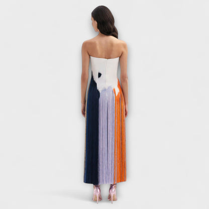 Leto - Vestido elegante con bloqueo de color y flecos de moda