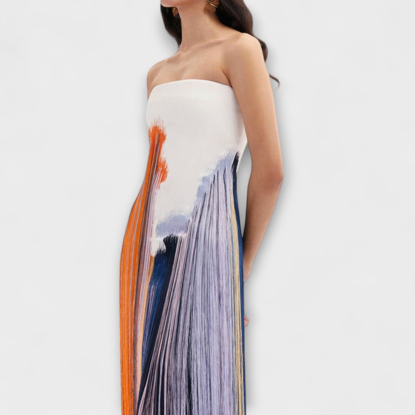 Leto - Vestido elegante con bloqueo de color y flecos de moda