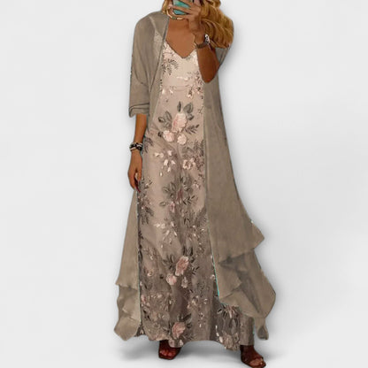 Mara - Vestido maxi con chaqueta (conjunto de 2 piezas)