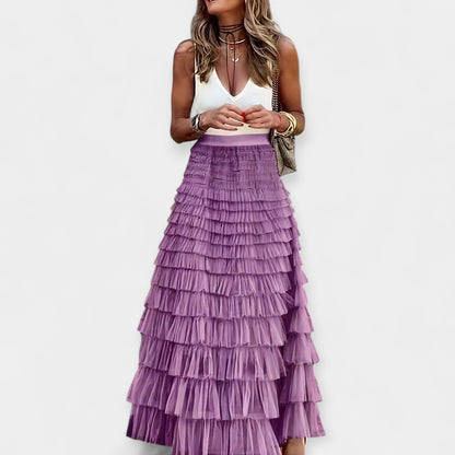 Valerie - Falda Boho con Borde de Satén de Malla