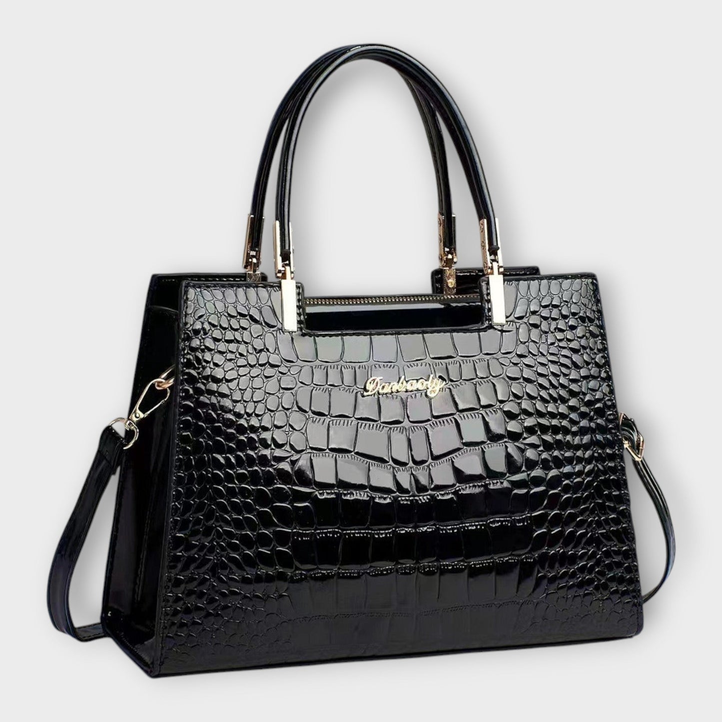 Cécile. - Bolso brillante con estampado de cocodrilo