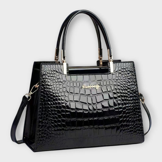 Cécile. - Bolso brillante con estampado de cocodrilo