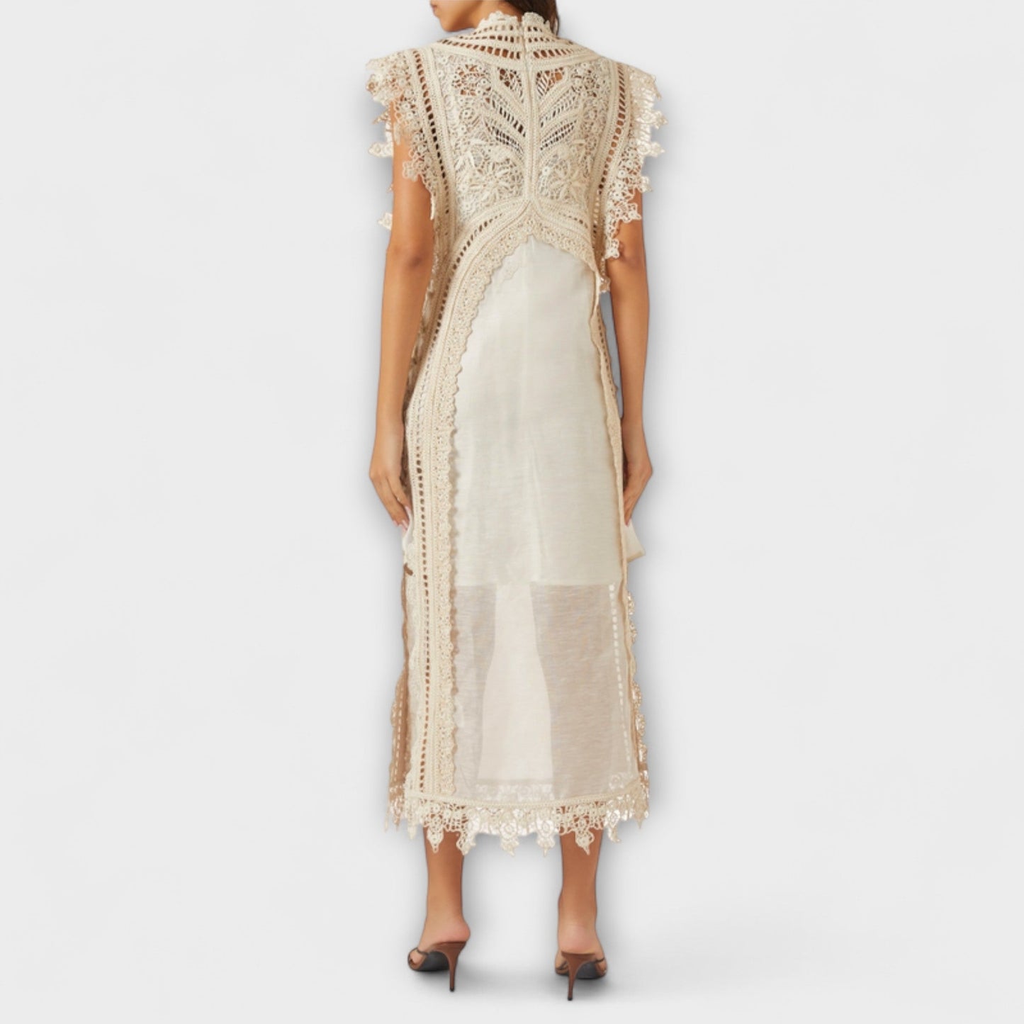 Mira - Vestido maxi de organza tejido y vacío