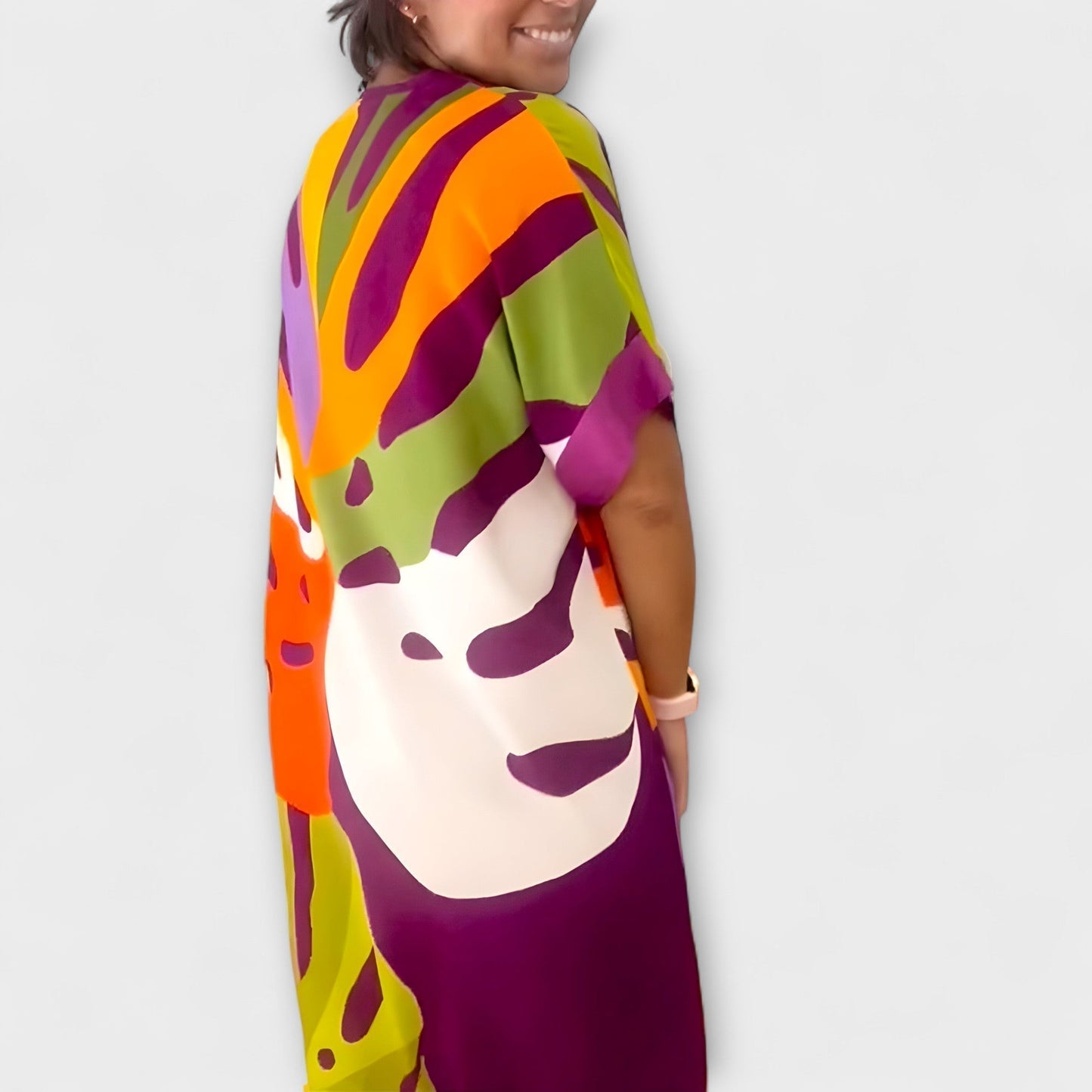 Roos - Vestido casual con estampados coloridos de hojas