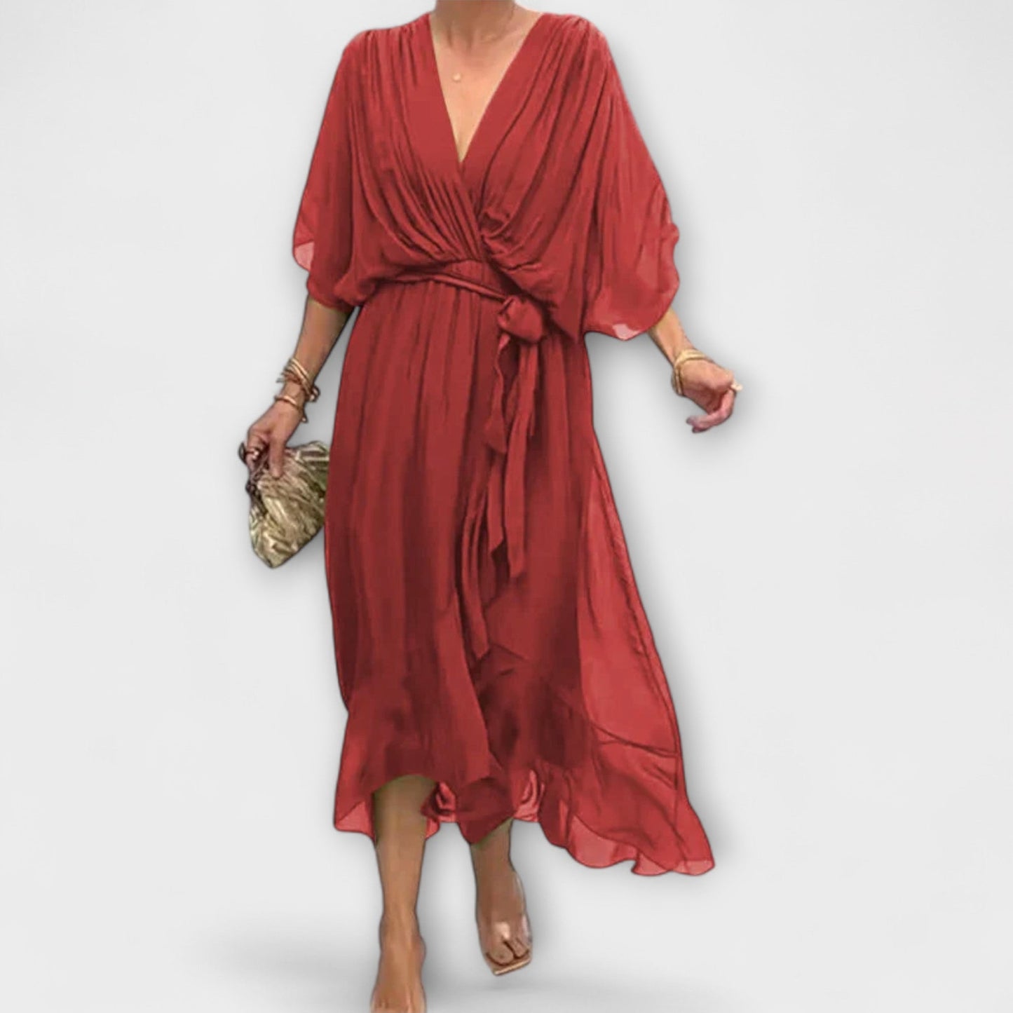 Amoura - Vestido de gasa con escote en V