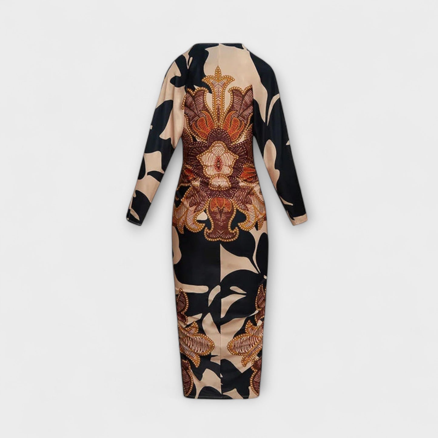 Cleo - Vestido midi único con mangas dolman y estampado brasileño