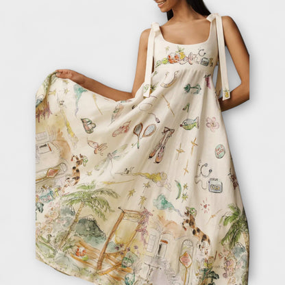 Juliette - Vestido midi de lino con cinturilla de ballet