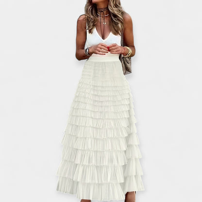 Valerie - Falda Boho con Borde de Satén de Malla