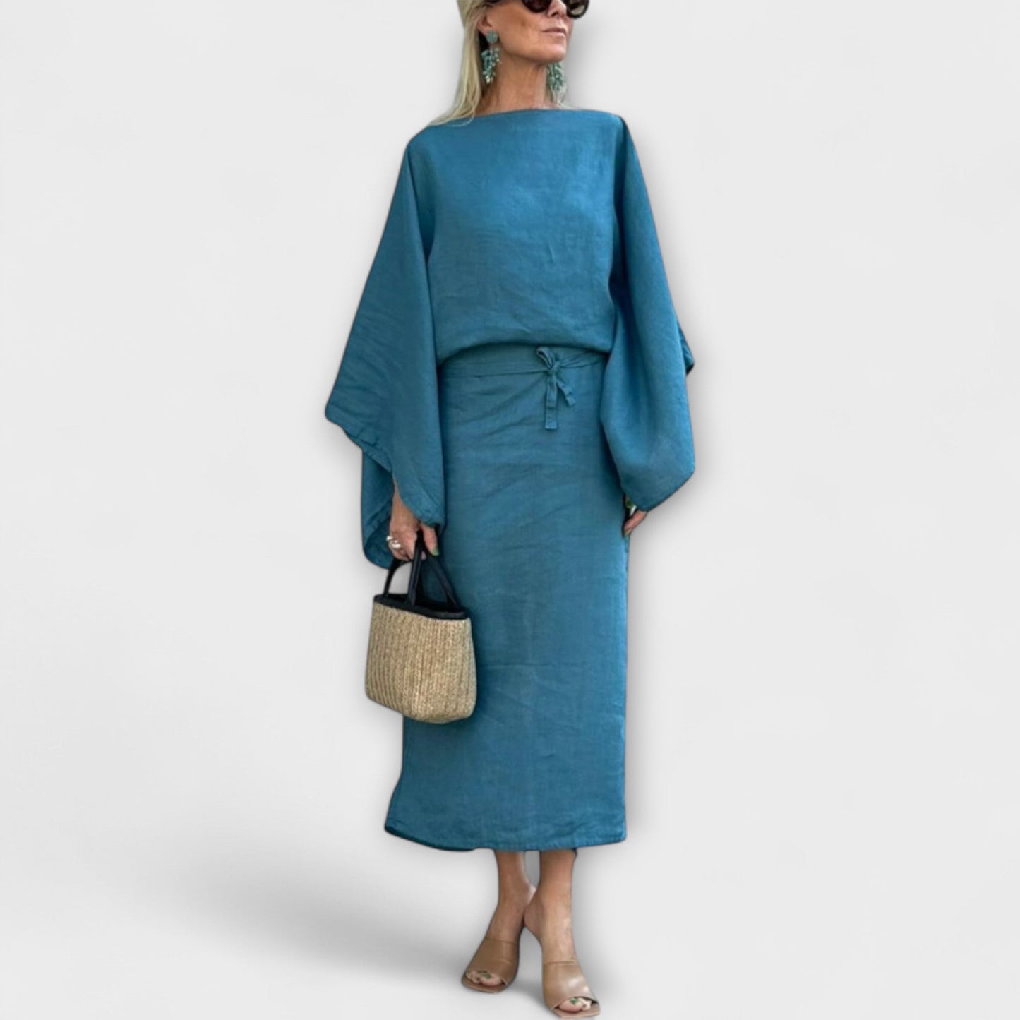 Dana - Vestido kimono hecho de lino y algodón
