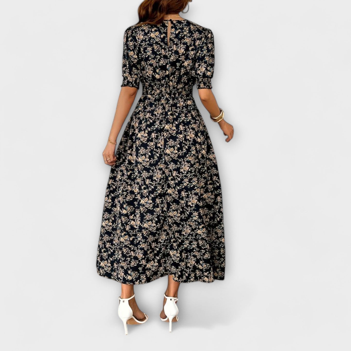Amelia - Vestido con escote redondo y patrón floral