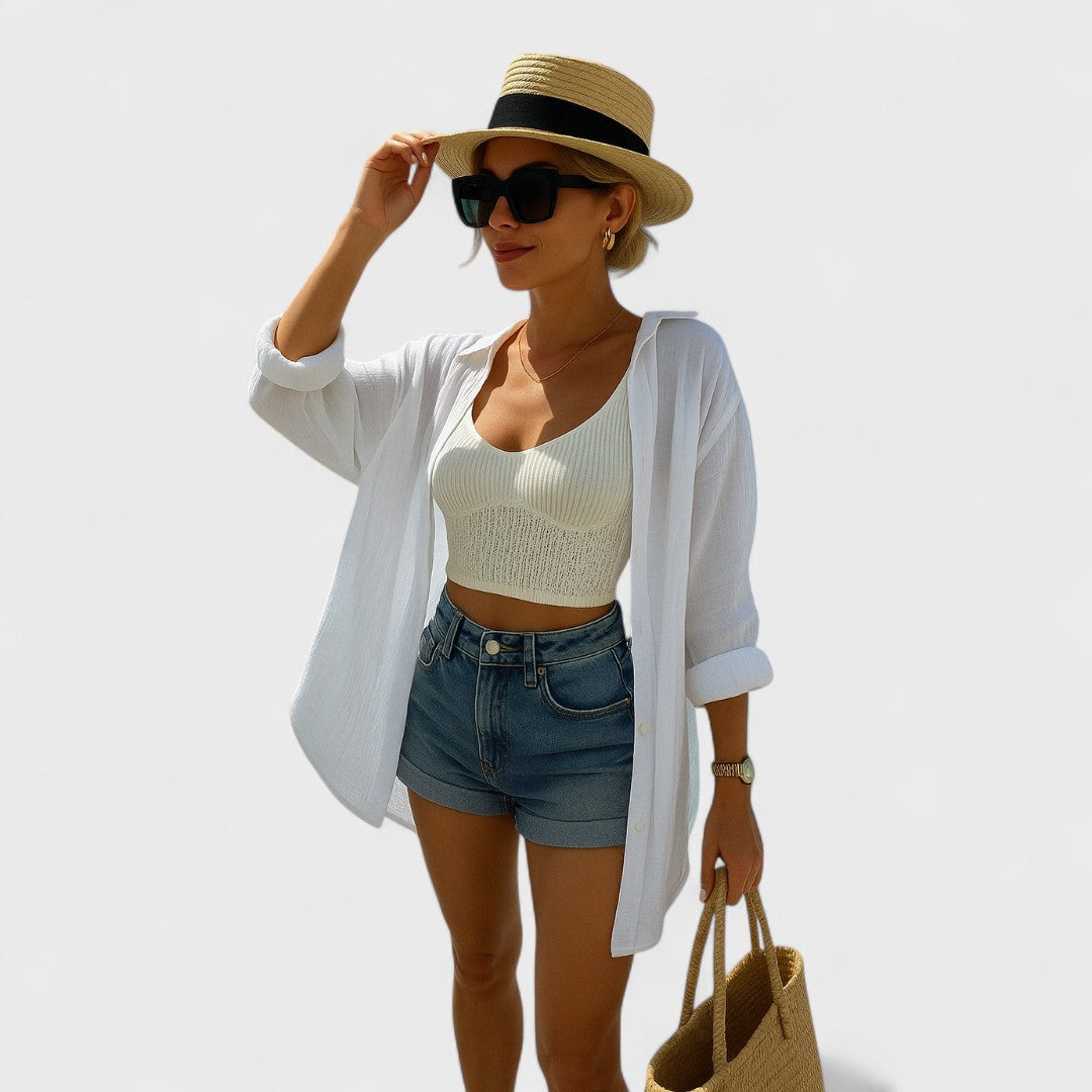Irena - Blusa Casual al Estilo Ibiza