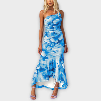 Pia - Vestido maxi con fruncido asimétrico