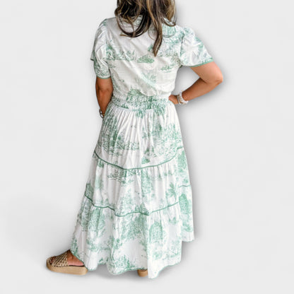 Eliza - Vestido maxi con estampado clásico
