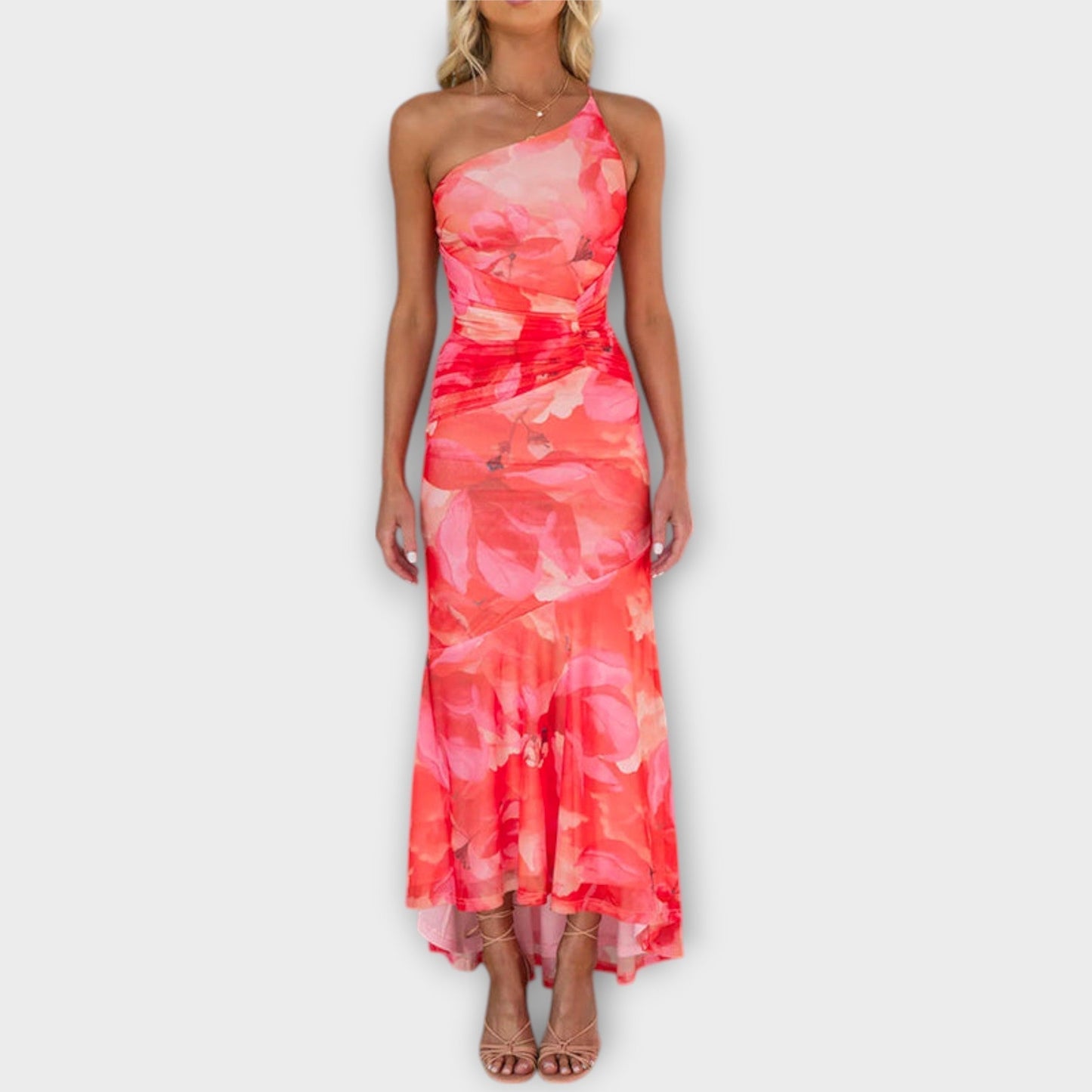 Pia - Vestido maxi con fruncido asimétrico
