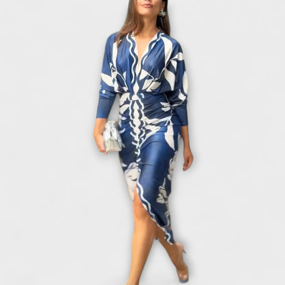 Cleo - Vestido midi único con mangas dolman y estampado brasileño